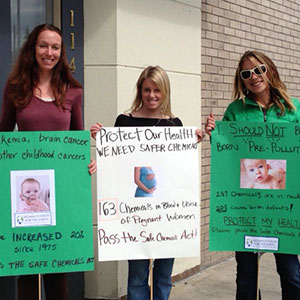 women protesting toxic chemicals