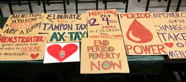 Signs for Menstrual Equity Rally